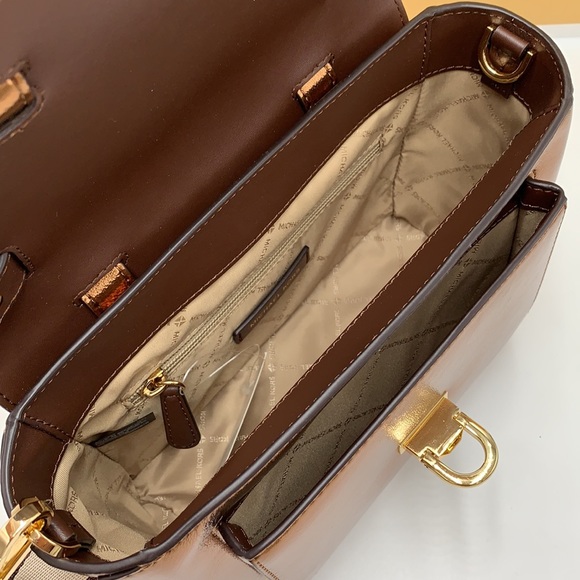 MICHAEL KORS 
Manhattan Medium Top Hand  School Patent Satchel MOCHA COLOR - Picture 13 of 16